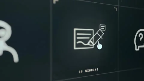 Graphic icon representing the contract signing process with Notarized stamp Stock Footage 333413005