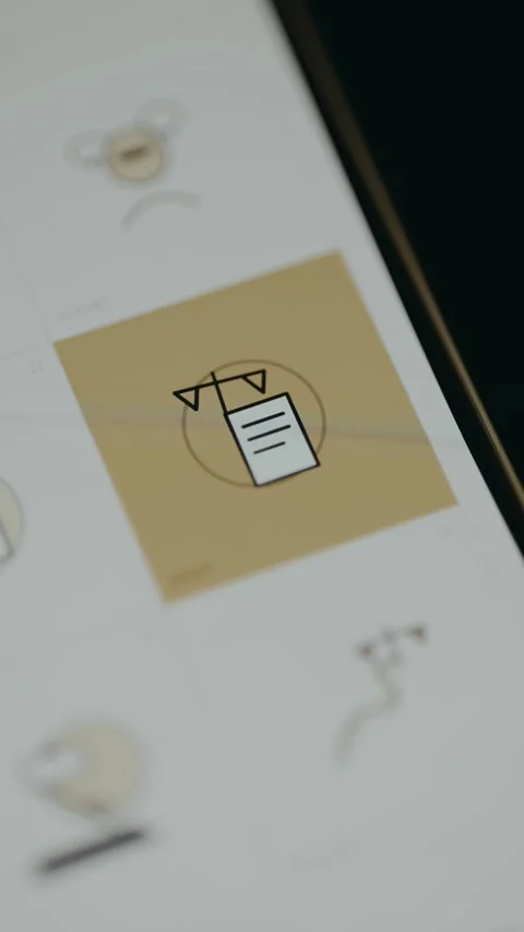 Graphic icon representing a project brief concept with document and scale Stock Footage 333405529