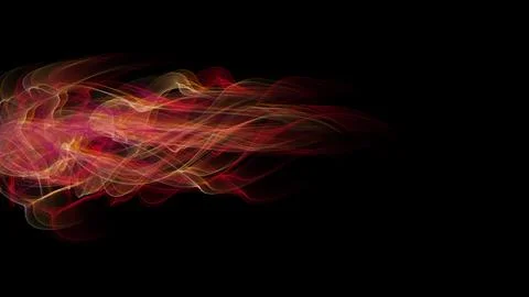 Graphic illustration on a black background of gradient red luminous filaments Stock Illustration