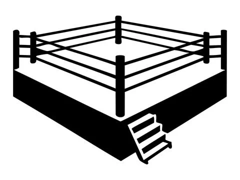 Graphic illustration of a boxing ring on white background, concept of sports Stock Illustration