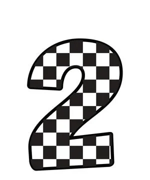A graphic illustration featuring 2 with number 2, checkered pattern, black ou Stock Illustration