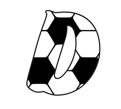 A graphic illustration featuring d with letter d, soccer ball pattern, hexago Illustrazione stock