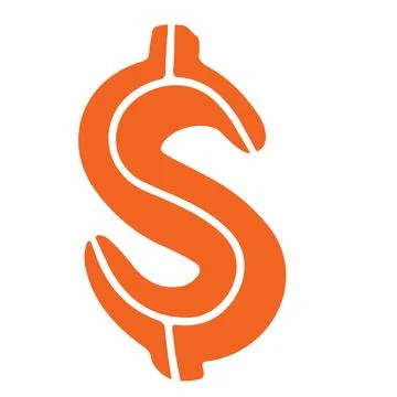 A graphic illustration featuring dollar sign with segmented shapes, white out Stock Illustration