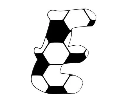 A graphic illustration featuring e with letter e, soccer ball pattern, hexago Illustrazione stock