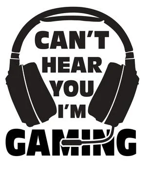 A graphic illustration featuring gaming headset silhouette with text with hea Illustrazione stock