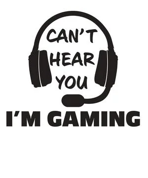 A graphic illustration featuring headset with gaming text with headset silhou Illustrazione stock