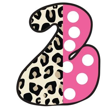 A graphic illustration featuring letter b with leopard print, polka dots, bla Stock Illustration