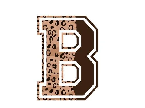 A graphic illustration featuring letter b with leopard pattern, varsity lette Stock Illustration