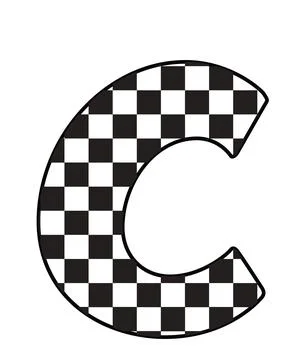 A graphic illustration featuring letter c with letter c, checkerboard pattern Stock Illustration