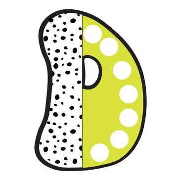 A graphic illustration featuring letter d with speckled pattern, polka dots,  Stock Illustration