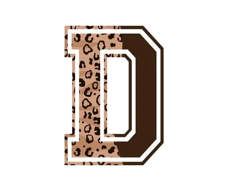A graphic illustration featuring letter d with letter d, leopard print patter Stock Illustration
