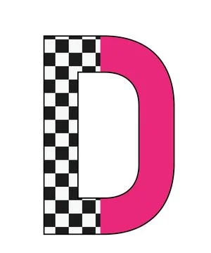 A graphic illustration featuring letter d with letter d, checkered pattern, p Stock Illustration