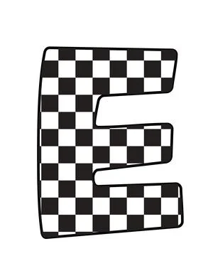 A graphic illustration featuring letter e with letter e, checkerboard pattern 库存插图