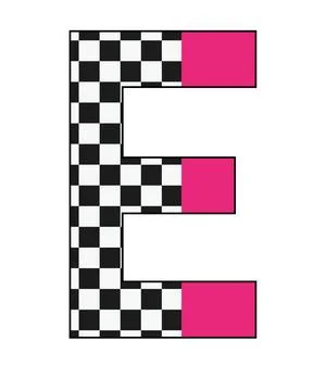 A graphic illustration featuring letter e with letter e, checkered pattern, s Stock Illustration