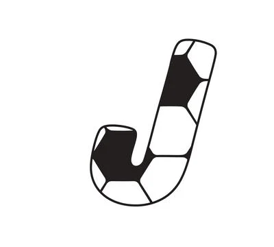 A graphic illustration featuring letter j with letter j, soccer ball pattern, Illustrazione stock