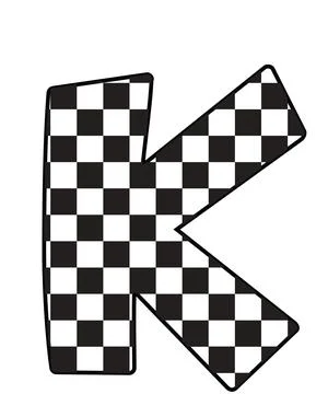 A graphic illustration featuring letter k with letter k, checkered pattern, c Stock Illustration