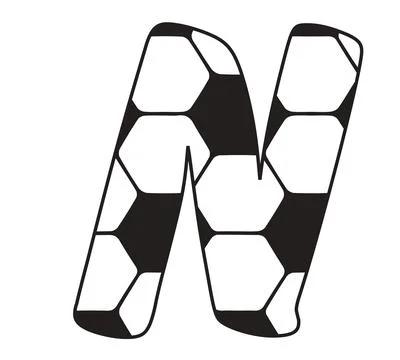 A graphic illustration featuring letter n with letter n, soccer ball pattern, Illustrazione stock