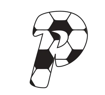 A graphic illustration featuring letter p with letter p, soccer ball pattern, 库存插图