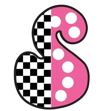 A graphic illustration featuring letter s with letter s, checkerboard pattern Stock Illustration