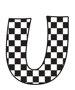 A graphic illustration featuring letter u with letter u, checkerboard pattern Stock Illustration
