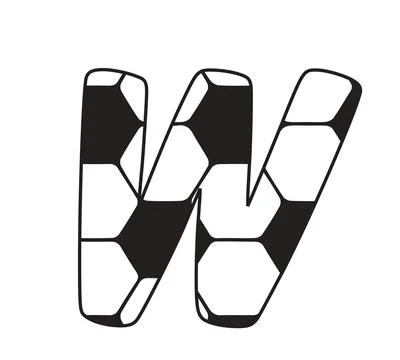 A graphic illustration featuring letter w with soccer ball pattern with lette Illustrazione stock