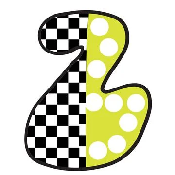 A graphic illustration featuring number 2 with number 2, checkerboard pattern Stock Illustration