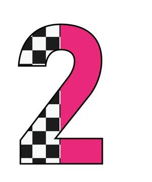 A graphic illustration featuring number 2 with number 2, checkered pattern, p Stock Illustration