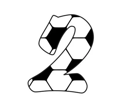 A graphic illustration featuring number 2 with number 2, soccer ball pattern, Illustrazione stock