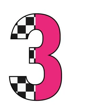 A graphic illustration featuring number 3 with number 3, checkered pattern, p Stock Illustration