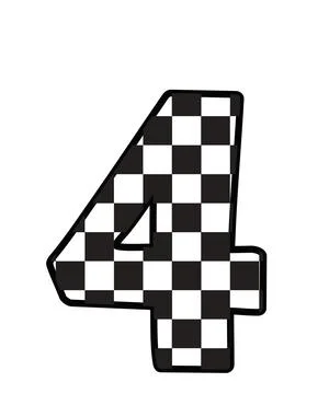 A graphic illustration featuring number 4 with number 4, checkerboard pattern 库存插图