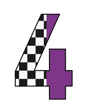 A graphic illustration featuring number 4 with number 4, checkered pattern, b Stock Illustration