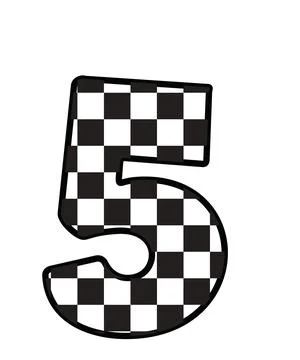 A graphic illustration featuring number 5 with number 5, checkerboard pattern Stock Illustration