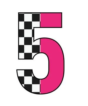A graphic illustration featuring number 5 with number 5, checkered pattern, s Stock Illustration
