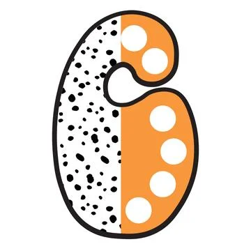 A graphic illustration featuring number 6 with number 6, polka dots, black sp イラスト素材