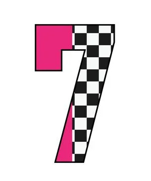 A graphic illustration featuring number 7 with number 7, checkered pattern, p Stock Illustration