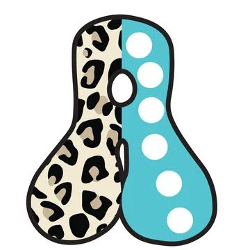A graphic illustration featuring number 8 with leopard pattern, polka dots, b 库存插图