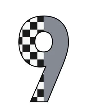 A graphic illustration featuring number 9 with number 9, checkered pattern, b Stock Illustration