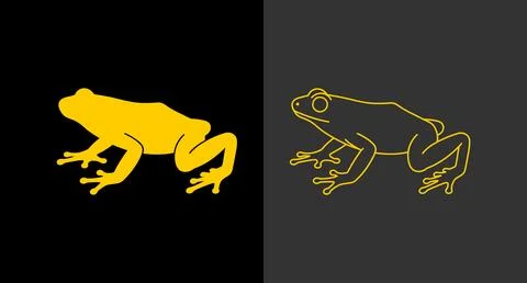Graphic illustration of a frog in solid and outline styles with animal icon Stock Illustration
