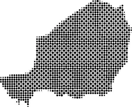 Graphic illustration of the map of Niger rendered in a black and white half.. Stock Illustration