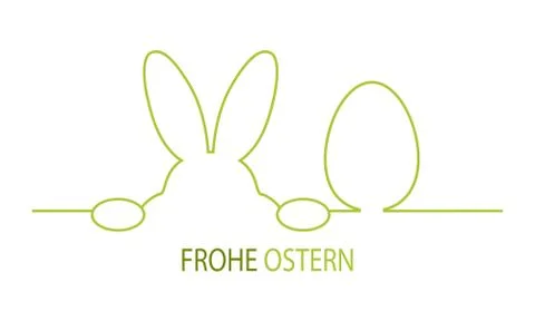 Graphic illustration of a rabbit next to an Easter egg with a sample text Stock Illustration