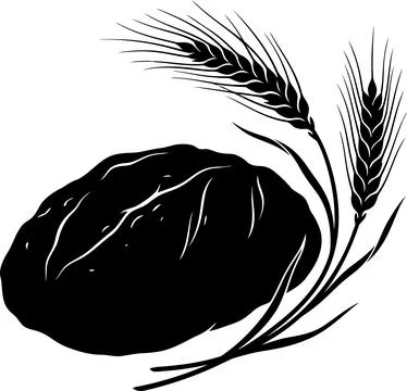 Graphic illustration of a rustic loaf of bread with stalks of wheat isolate.. Stock Illustration