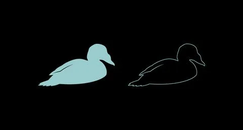 Graphic illustration of a swimming duck in solid and outline style with swi.. Stock Illustration