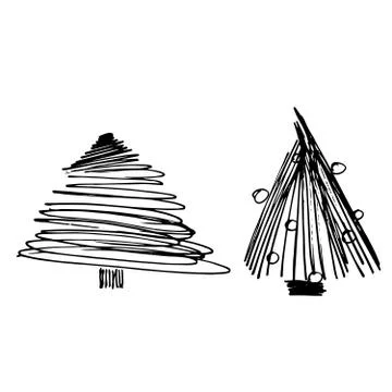 Graphic illustrations christmas tree template. Greeting card invitation with Stock Illustration