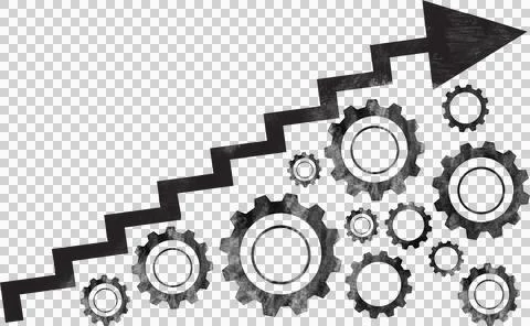 Graphic image of graph with gears Stock Illustration