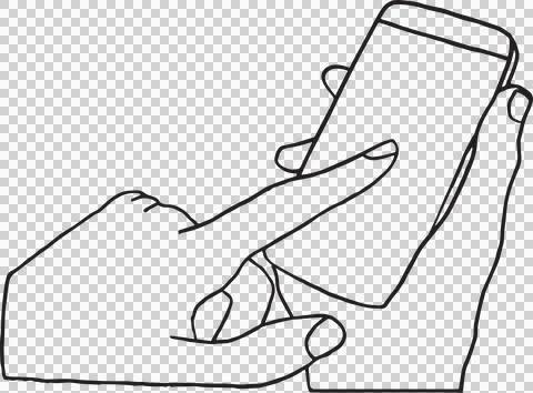 Graphic image of hands using smart phone 库存插图