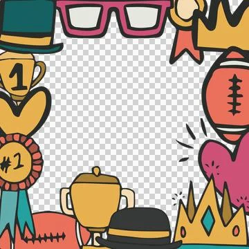 Graphic image of various icons on frame border Stock Photos