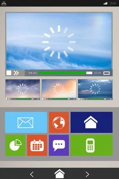 Graphic image of various video and icons Stock Illustration