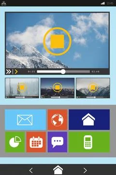 Graphic image of video player with various icons Stock Photos
