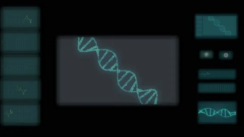 Graphic interface DNA and vital signs line Stock Footage 233984222