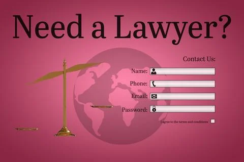 Graphic interface of lawyer contact form 스톡 일러스트